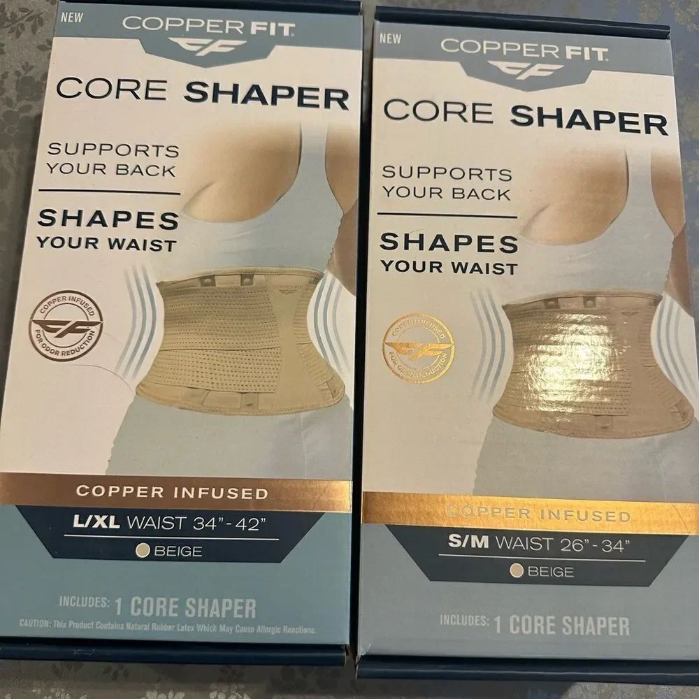 Copper Fit S M L XL core shaper for back and waist black beige